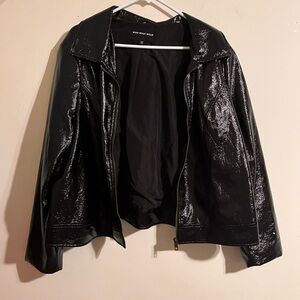 Who What Wear Shiny Black Leather Jacket